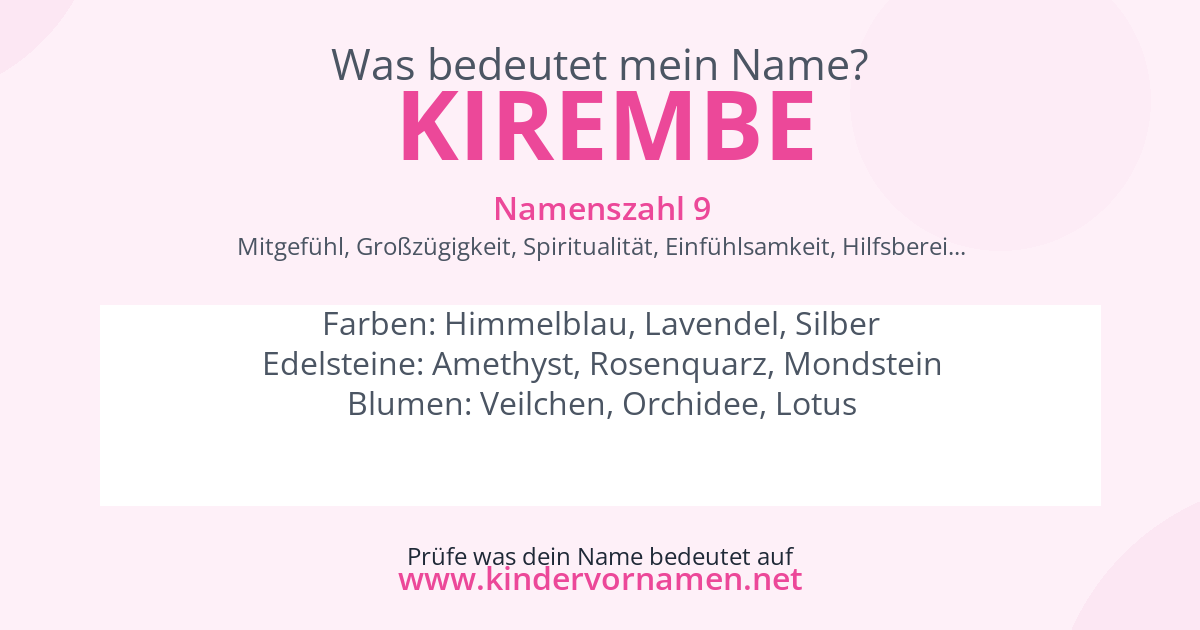 Was bedeutet der Name Kirembe?