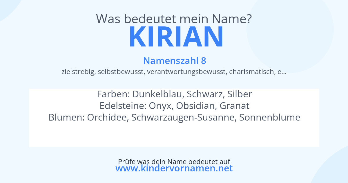 Was bedeutet der Name Kirian?