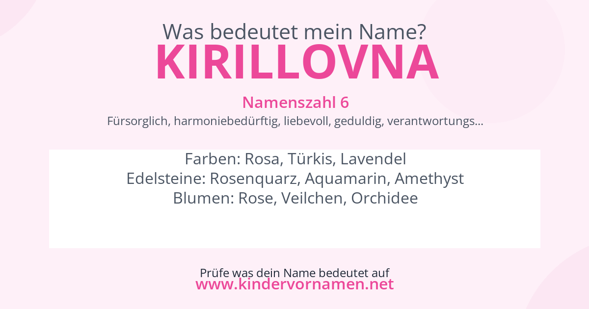 Was bedeutet der Name Kirillovna?