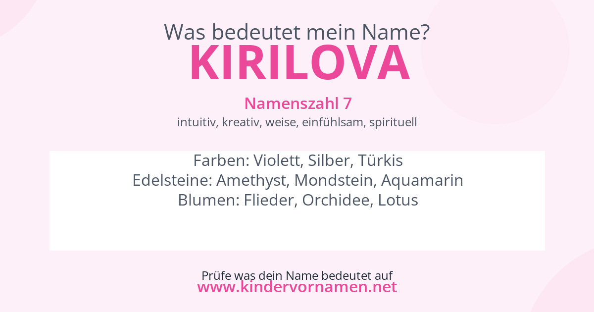Was bedeutet der Name Kirilova?