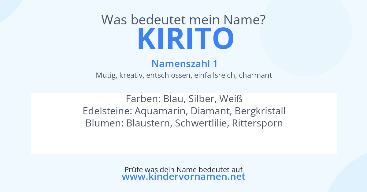 Was bedeutet der Name Kirito?
