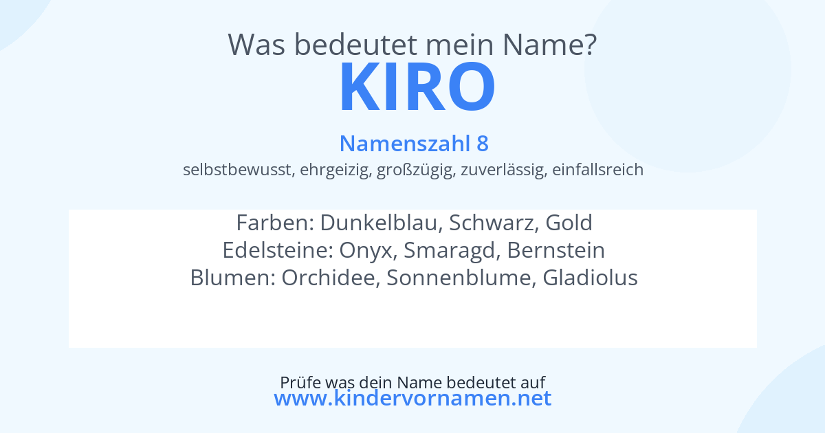 Was bedeutet der Name Kiro?