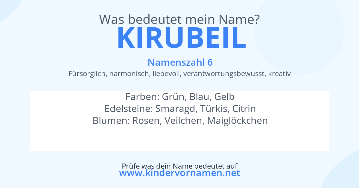 Was bedeutet der Name Kirubeil?