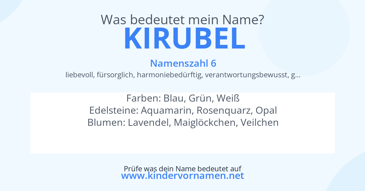 Was bedeutet der Name Kirubel?