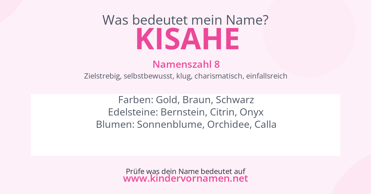Was bedeutet der Name Kisahe?