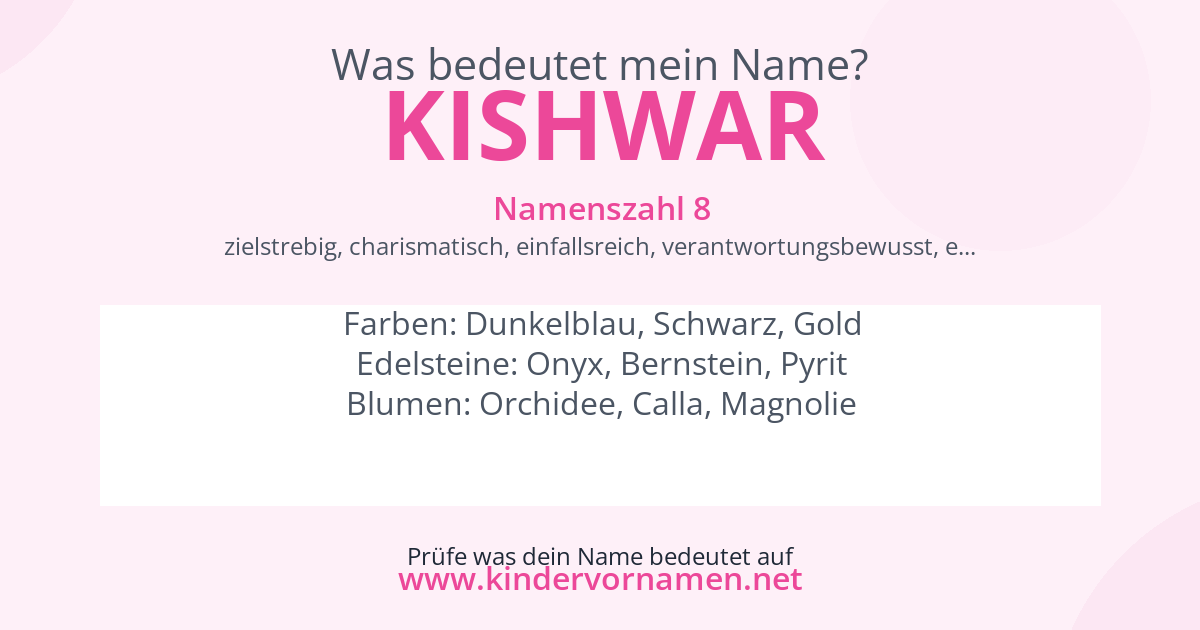Was bedeutet der Name Kishwar?
