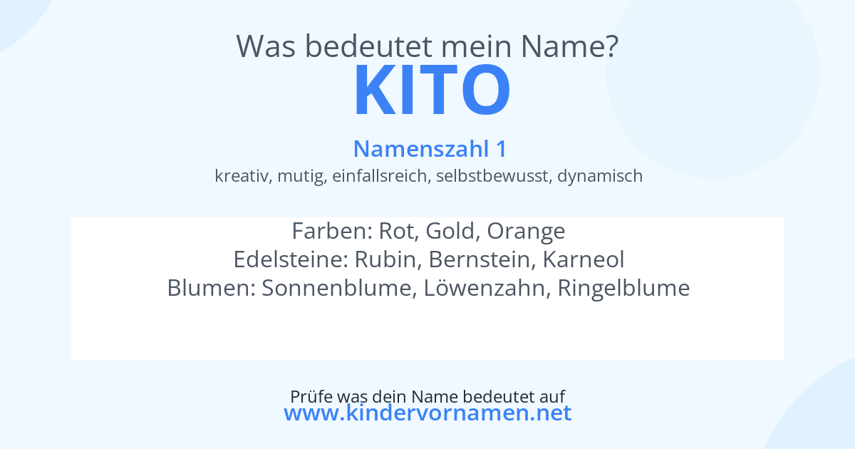 Was bedeutet der Name Kito?