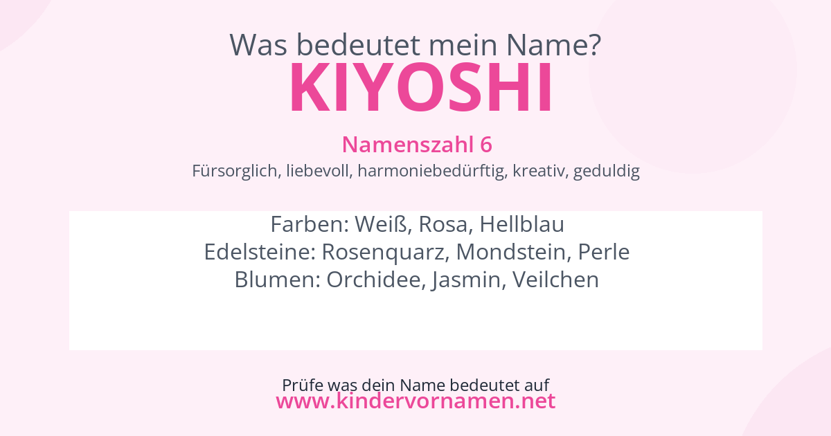Was bedeutet der Name Kiyoshi?