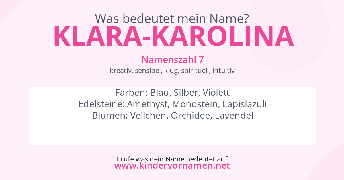 Was bedeutet der Name Klara-Karolina?