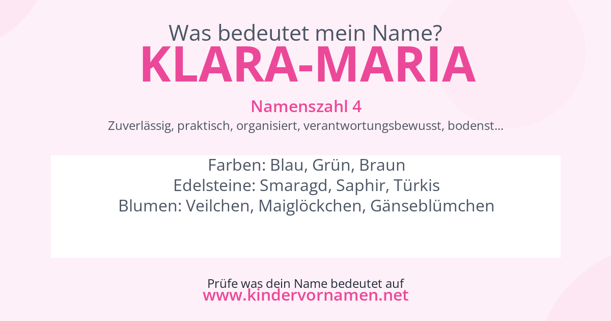 Was bedeutet der Name Klara-Maria?