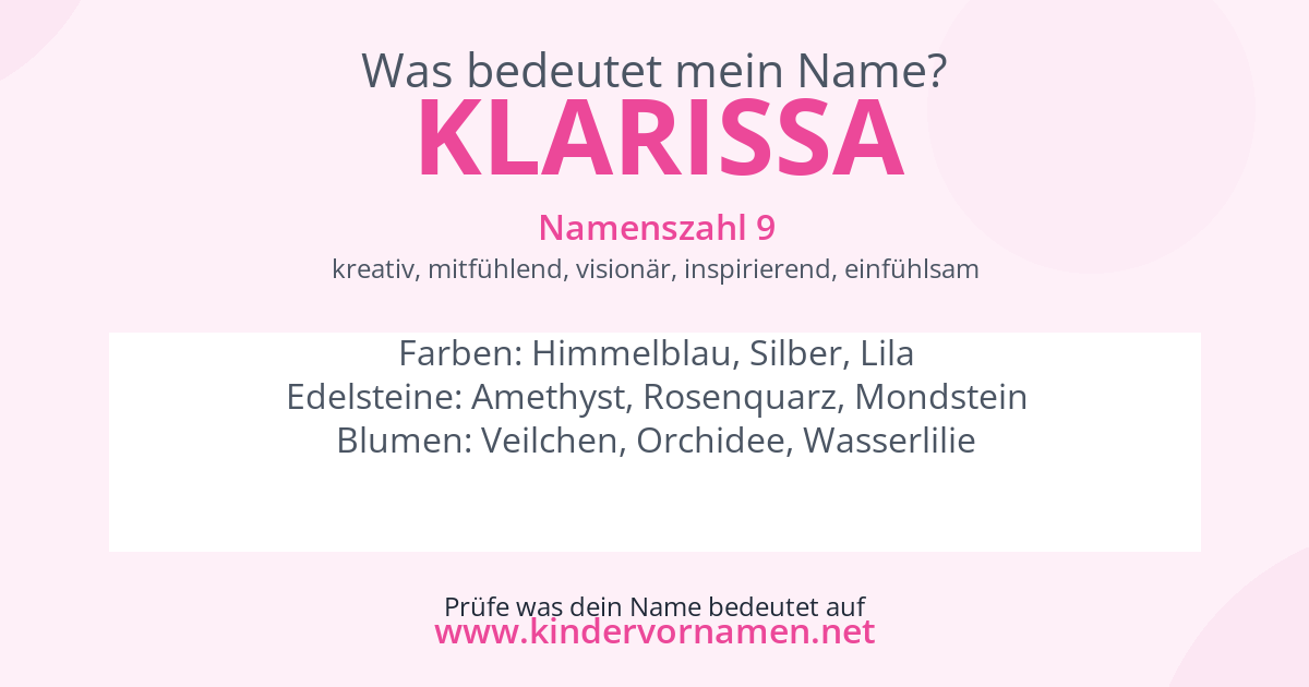 Was bedeutet der Name Klarissa?