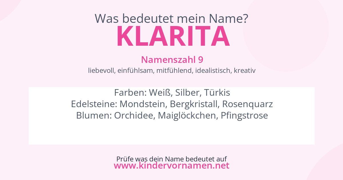 Was bedeutet der Name Klarita?