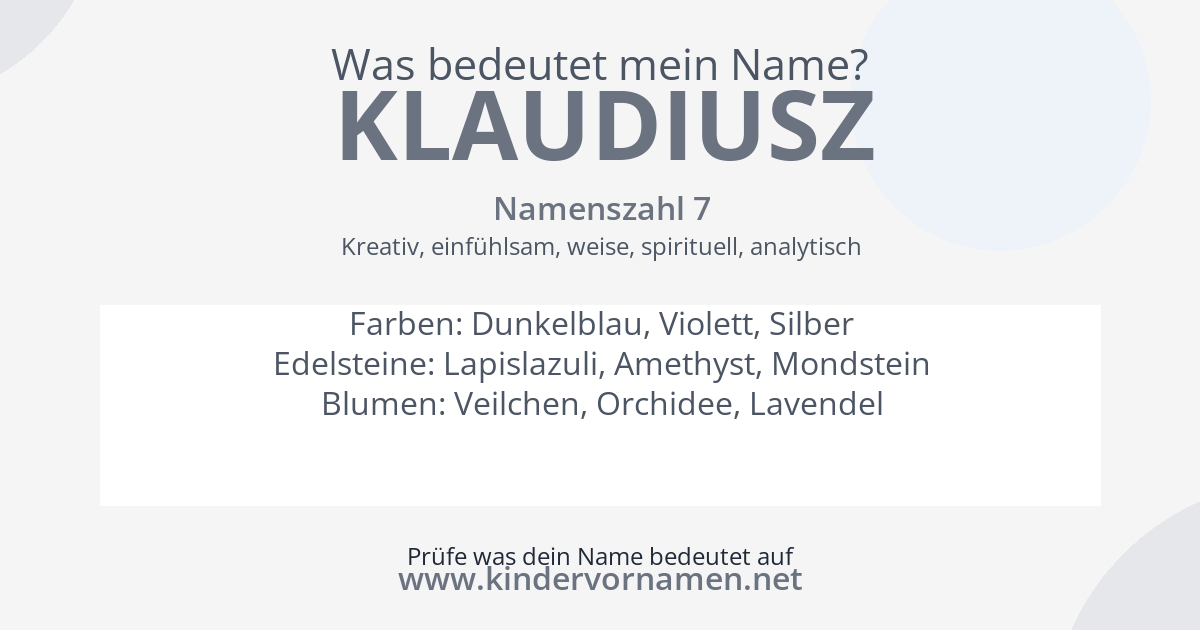 Was bedeutet der Name Klaudiusz?