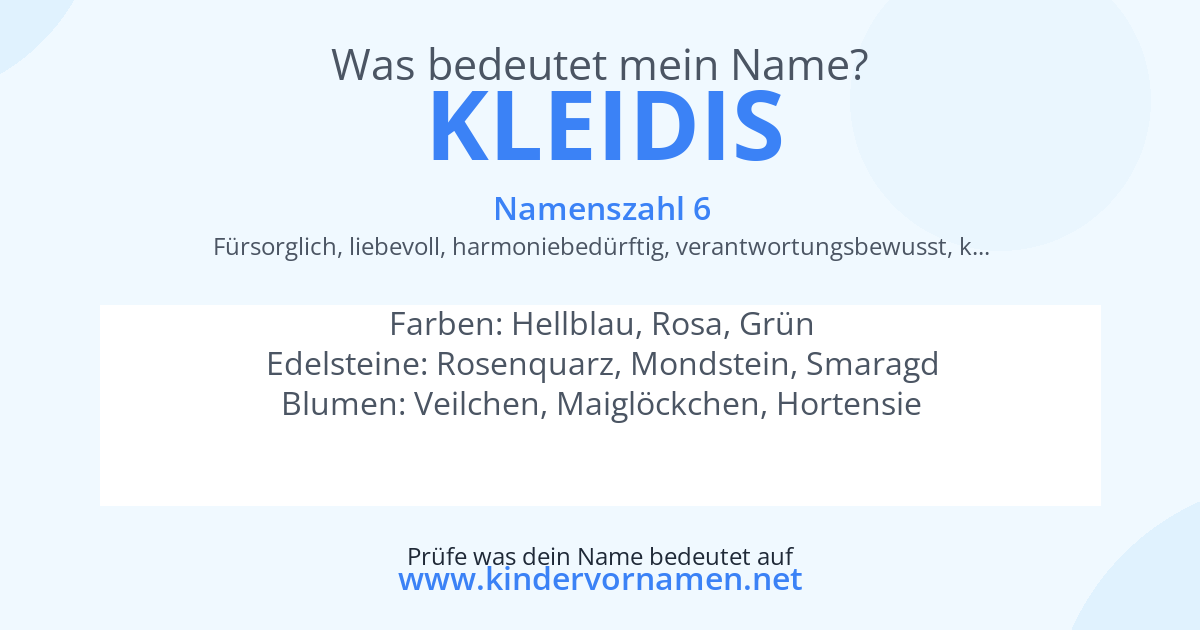 Was bedeutet der Name Kleidis?