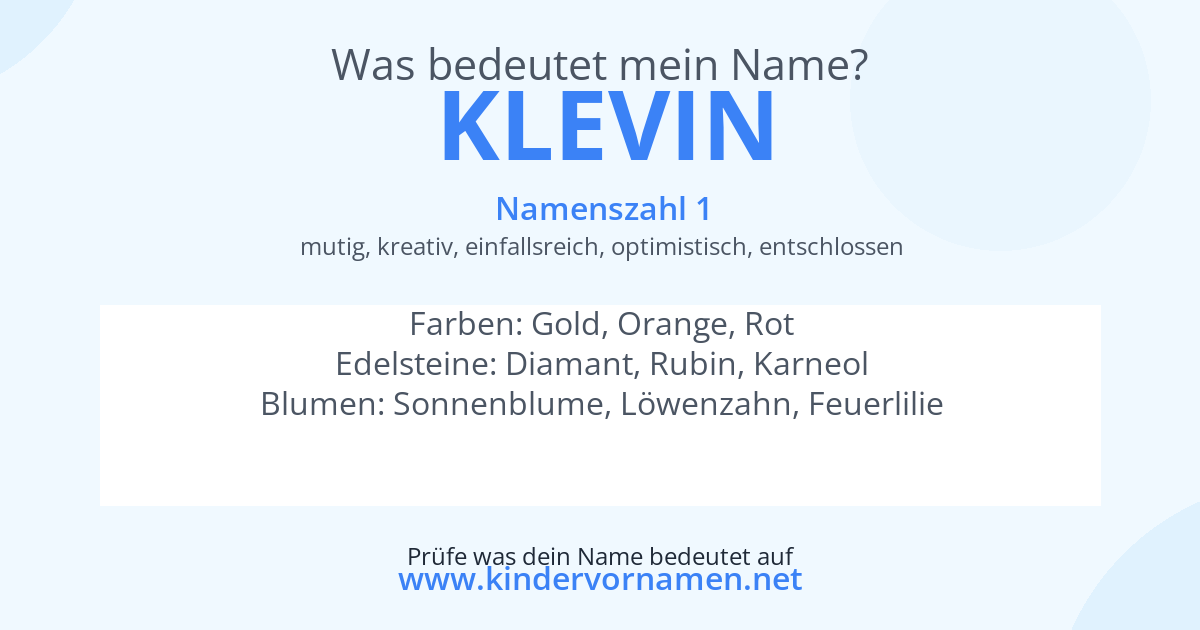 Was bedeutet der Name Klevin?