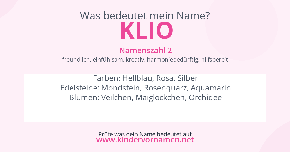 Was bedeutet der Name Klio?