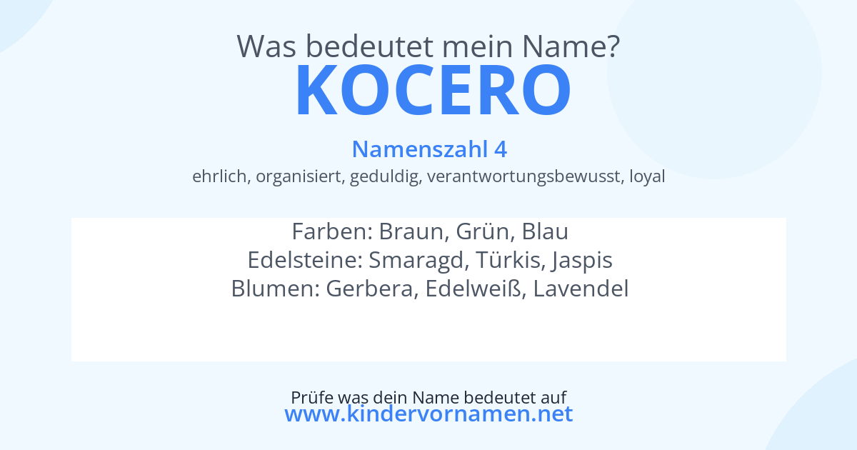 Was bedeutet der Name Kocero?