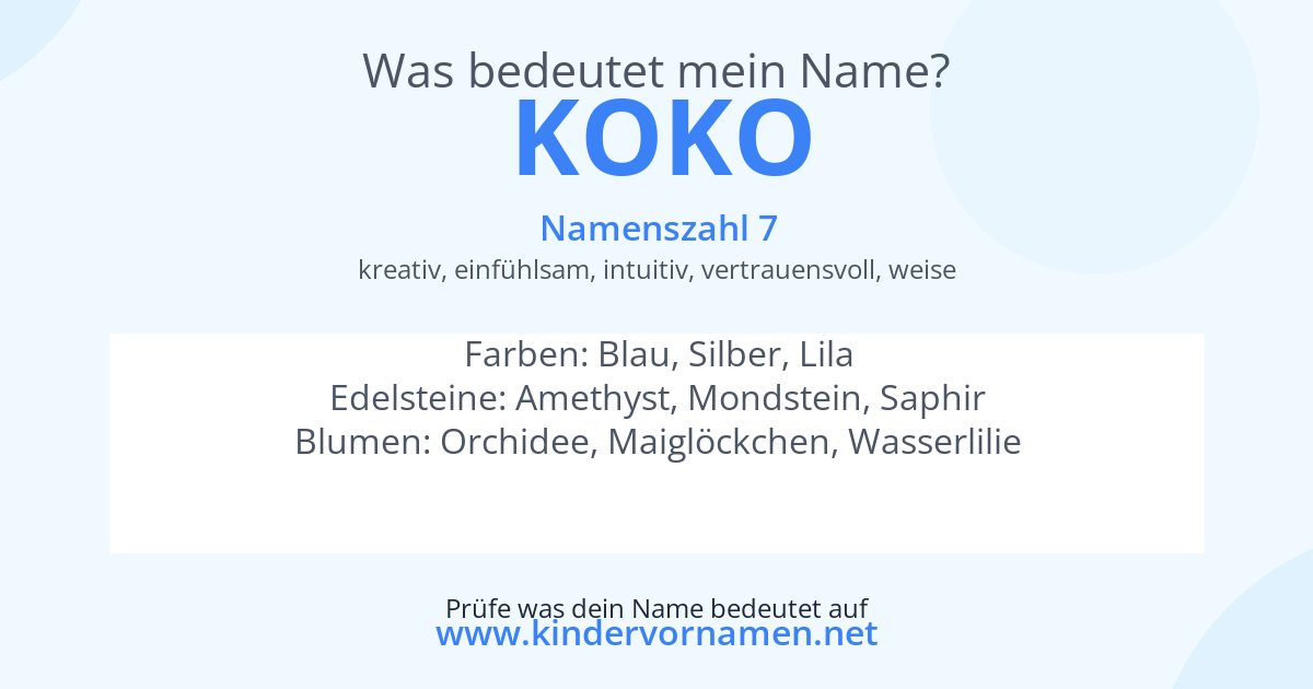 Was bedeutet der Name Koko?