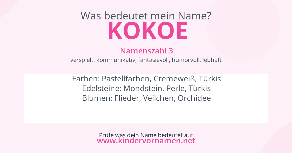 Was bedeutet der Name Kokoe?