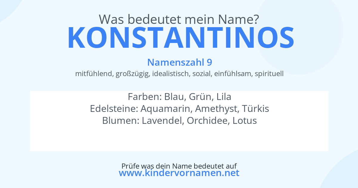 Was bedeutet der Name Konstantinos?