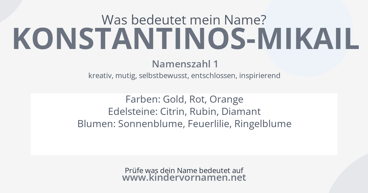 Was bedeutet der Name Konstantinos-Mikail?
