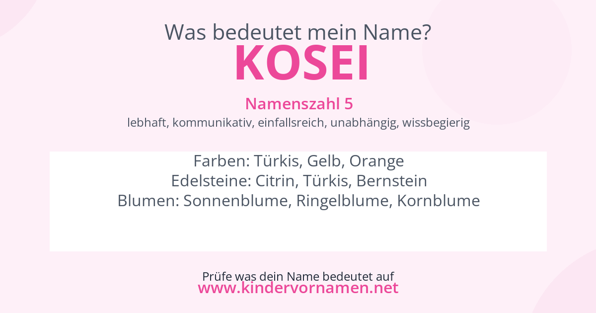 Was bedeutet der Name Kosei?