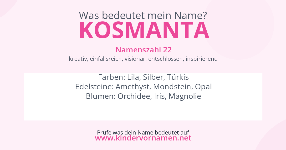 Was bedeutet der Name Kosmanta?