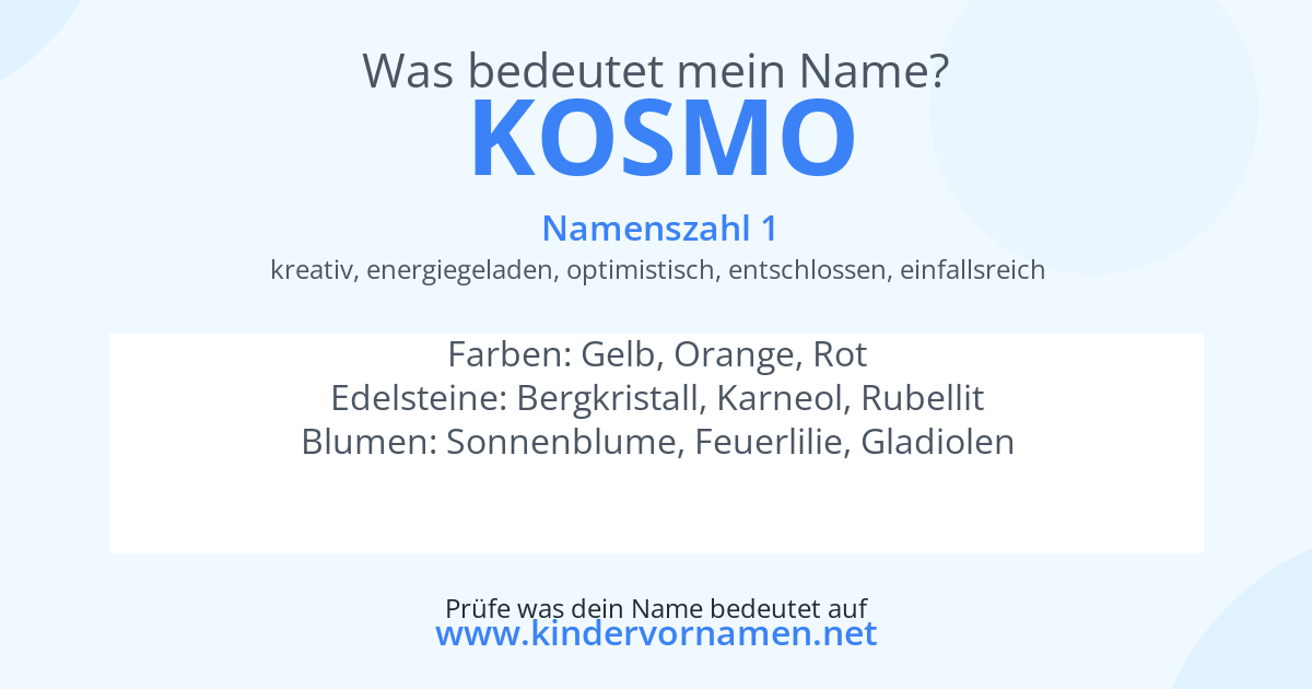 Was bedeutet der Name Kosmo?