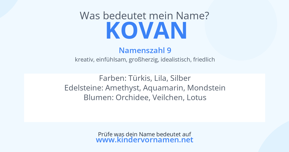 Was bedeutet der Name Kovan?