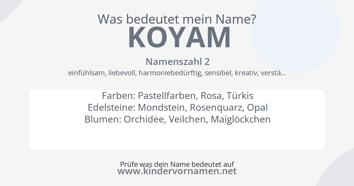 Was bedeutet der Name Koyam?