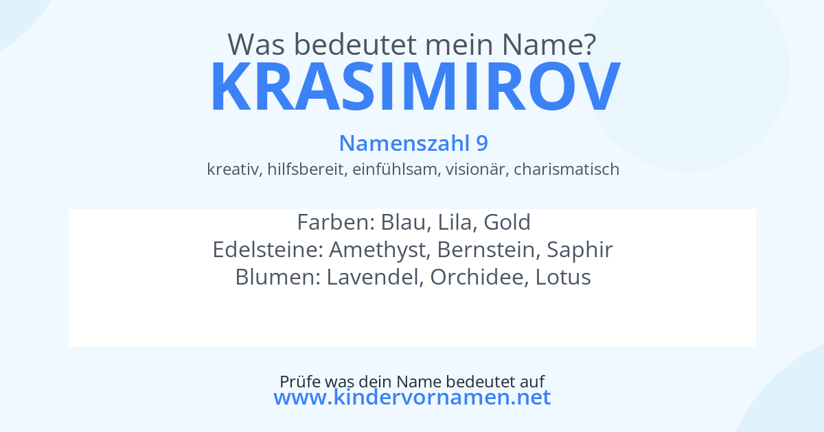 Was bedeutet der Name Krasimirov?