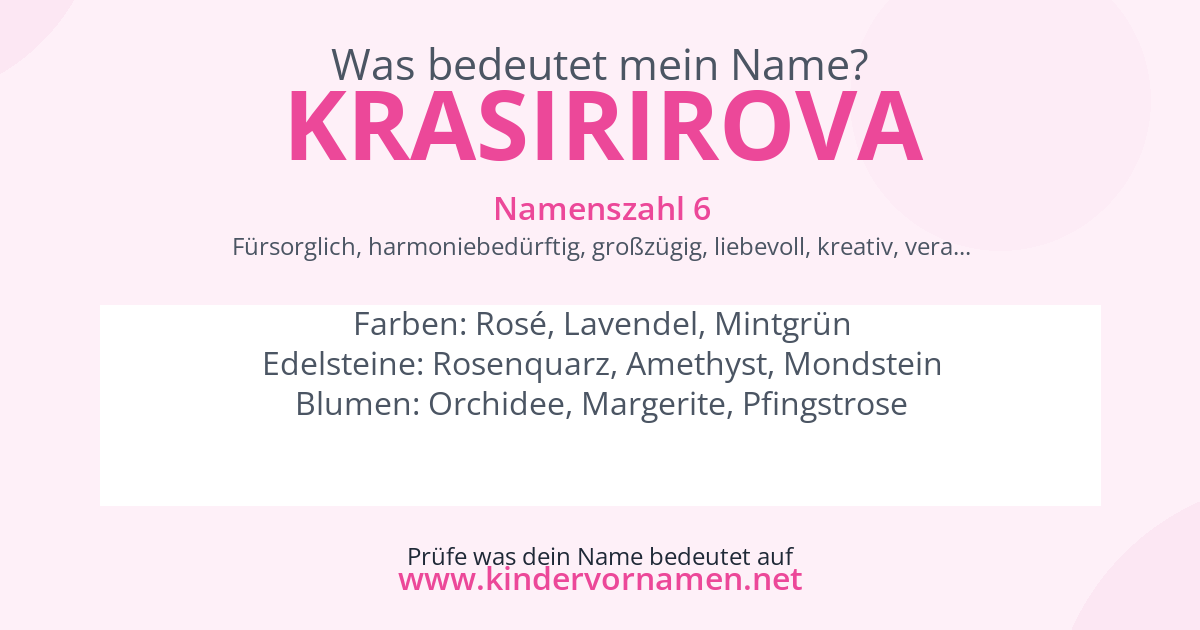 Was bedeutet der Name Krasirirova?