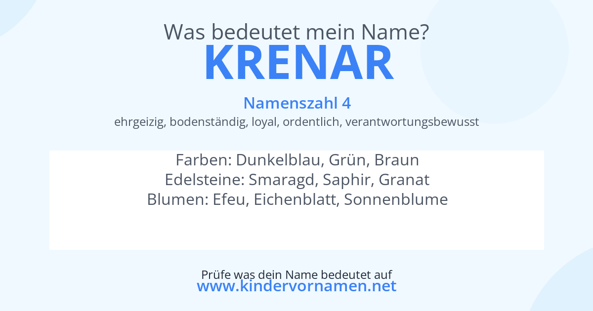 Was bedeutet der Name Krenar?