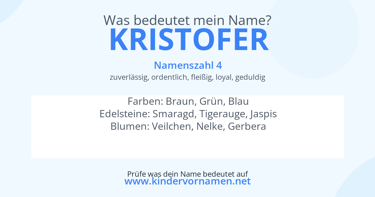 Was bedeutet der Name Kristofer?
