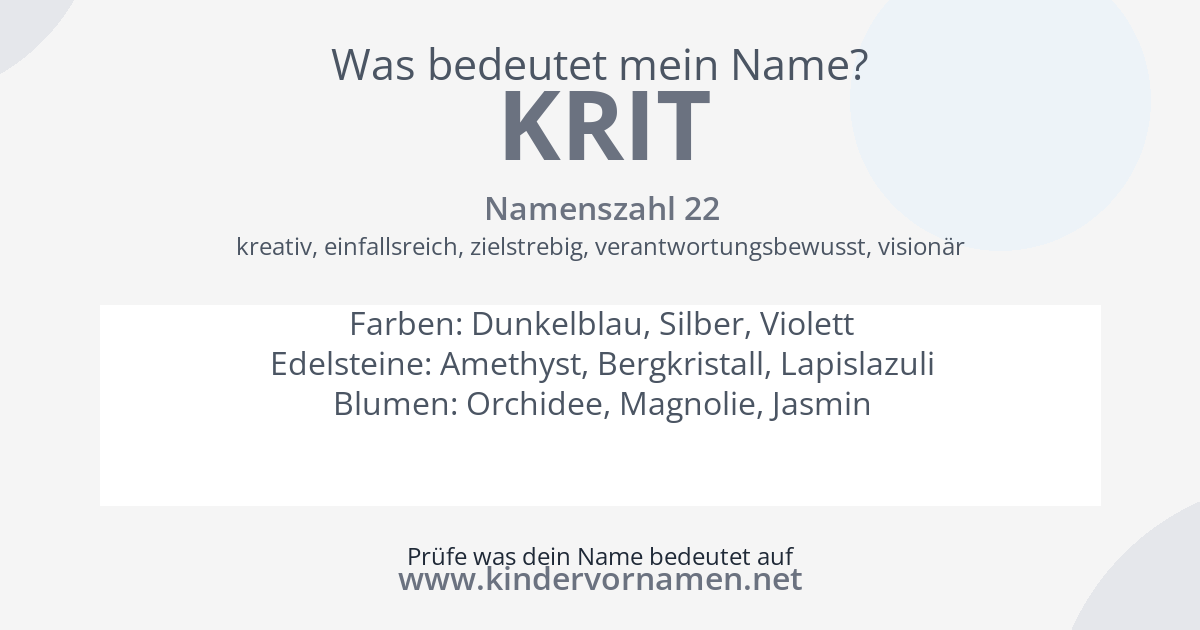 Was bedeutet der Name Krit?