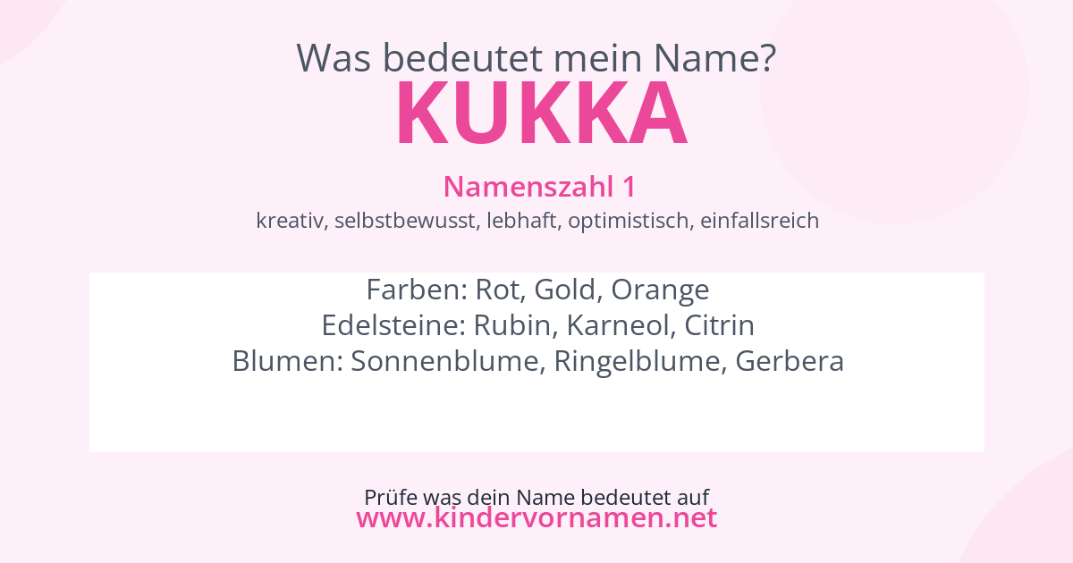 Was bedeutet der Name Kukka?