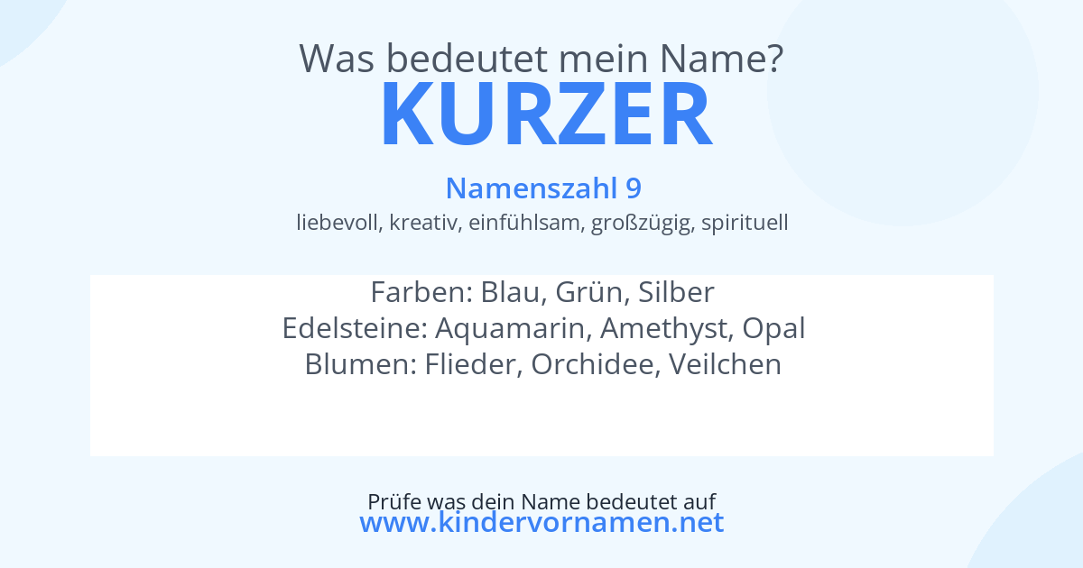 Was bedeutet der Name Kurzer?