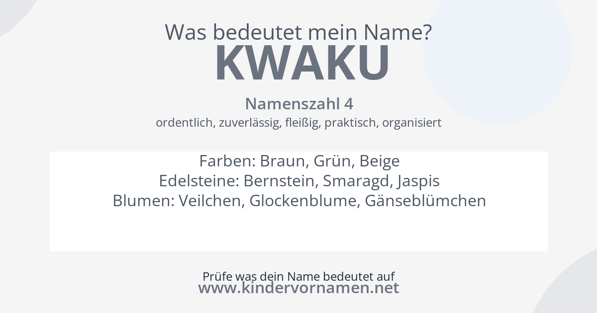 Was bedeutet der Name Kwaku?