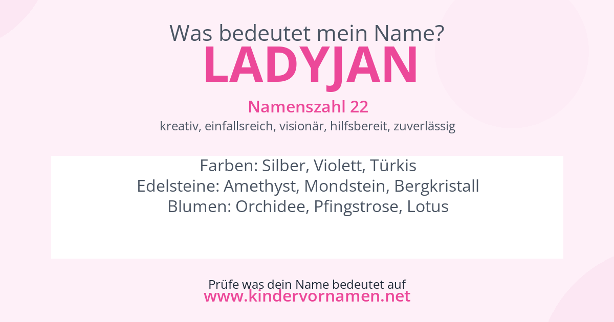 Was bedeutet der Name Ladyjan?