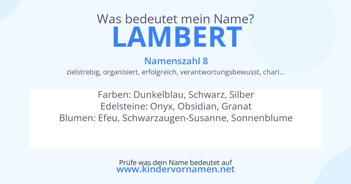 Was bedeutet der Name Lambert?