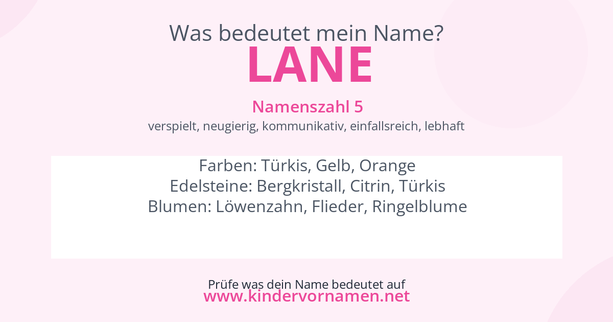 Was bedeutet der Name Lane?