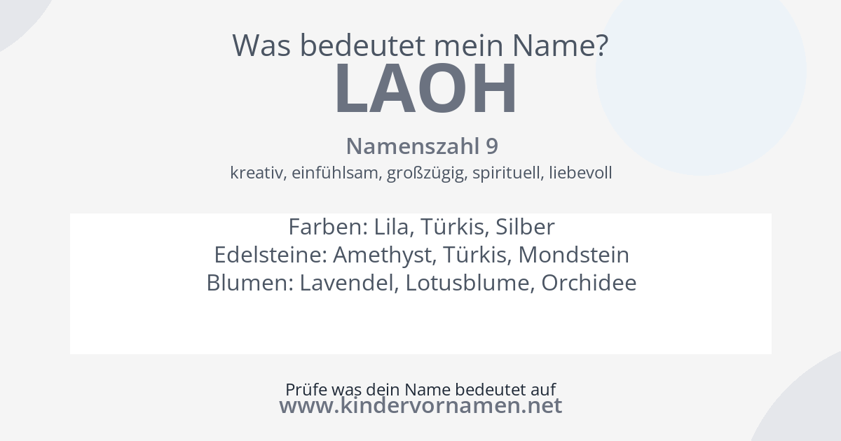 Was bedeutet der Name Laoh?