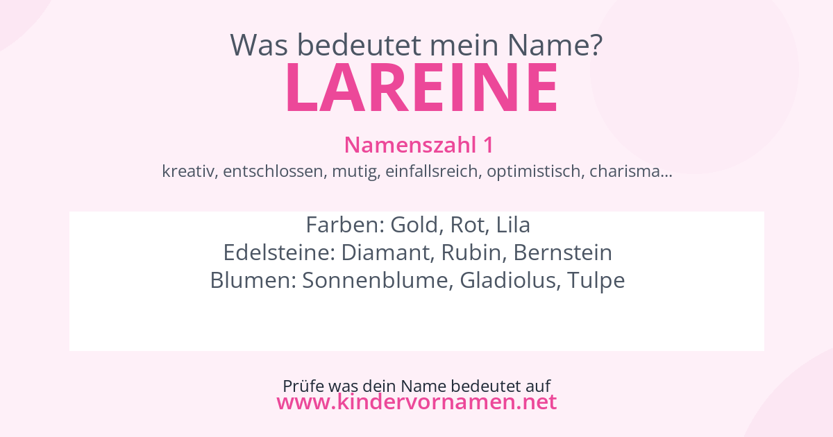 Was bedeutet der Name Lareine?