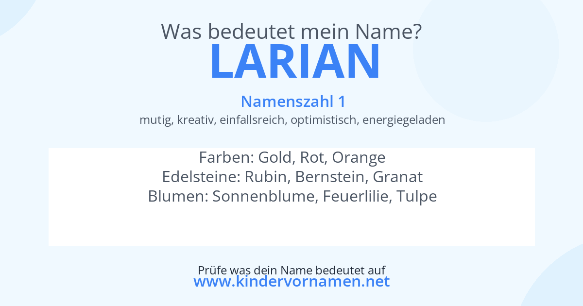 Was bedeutet der Name Larian?