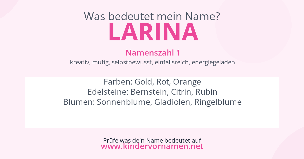 Was bedeutet der Name Larina?