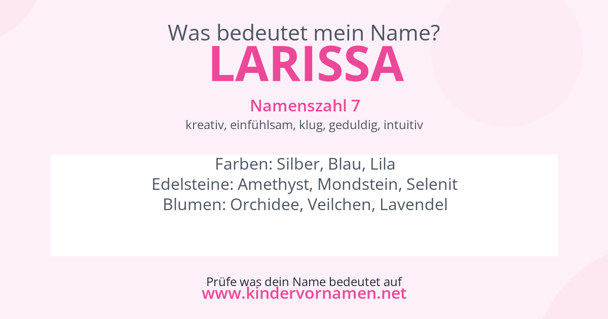 Was bedeutet der Name Larissa?