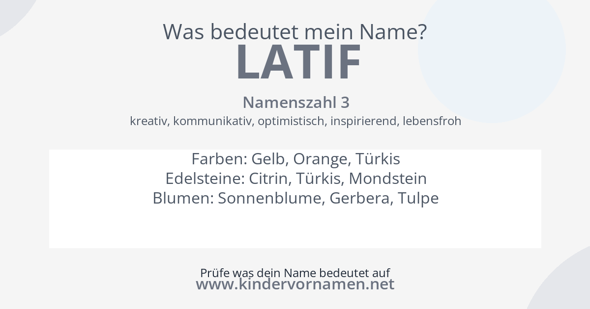 Was bedeutet der Name Latif?