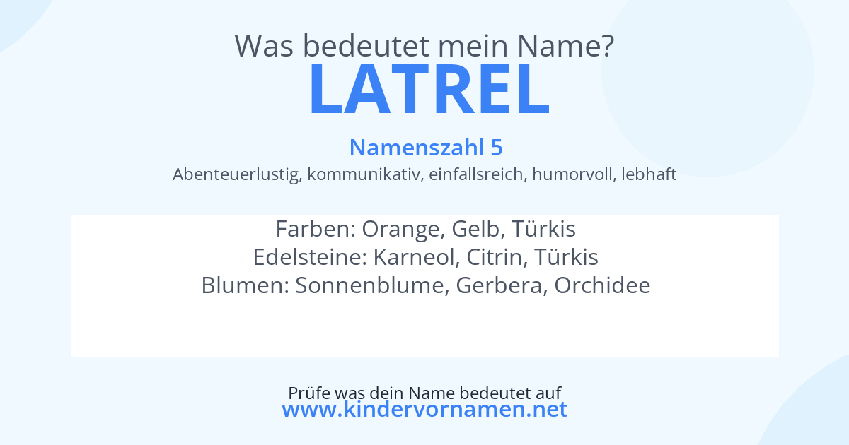 Was bedeutet der Name Latrel?