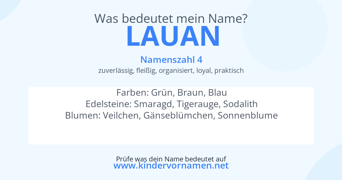Was bedeutet der Name Lauan?