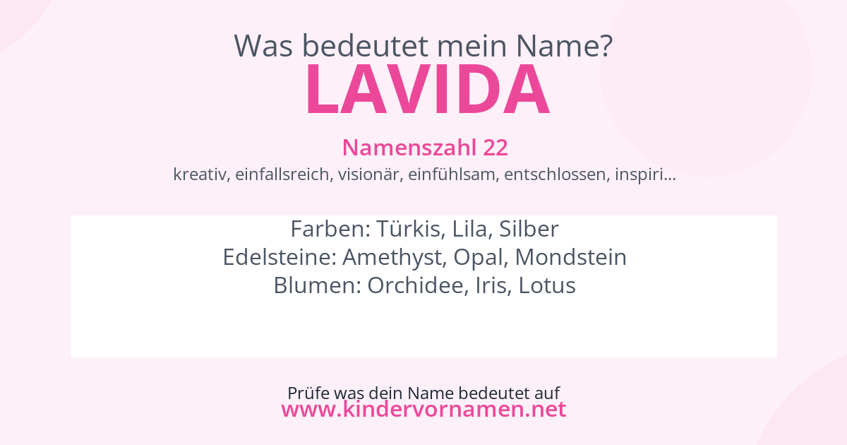 Was bedeutet der Name Lavida?
